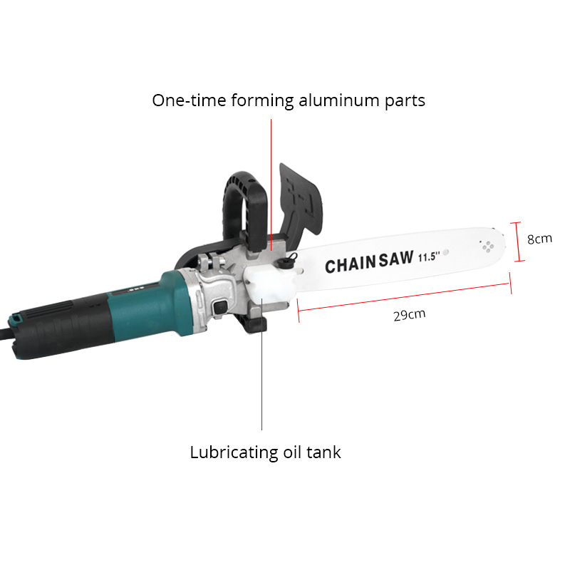 11.5 Inch Chainsaw Attachment For Angle Grinder, Electric Chain Saw With Transparent Fuel Tank, Logging Saw Adjustable Tension