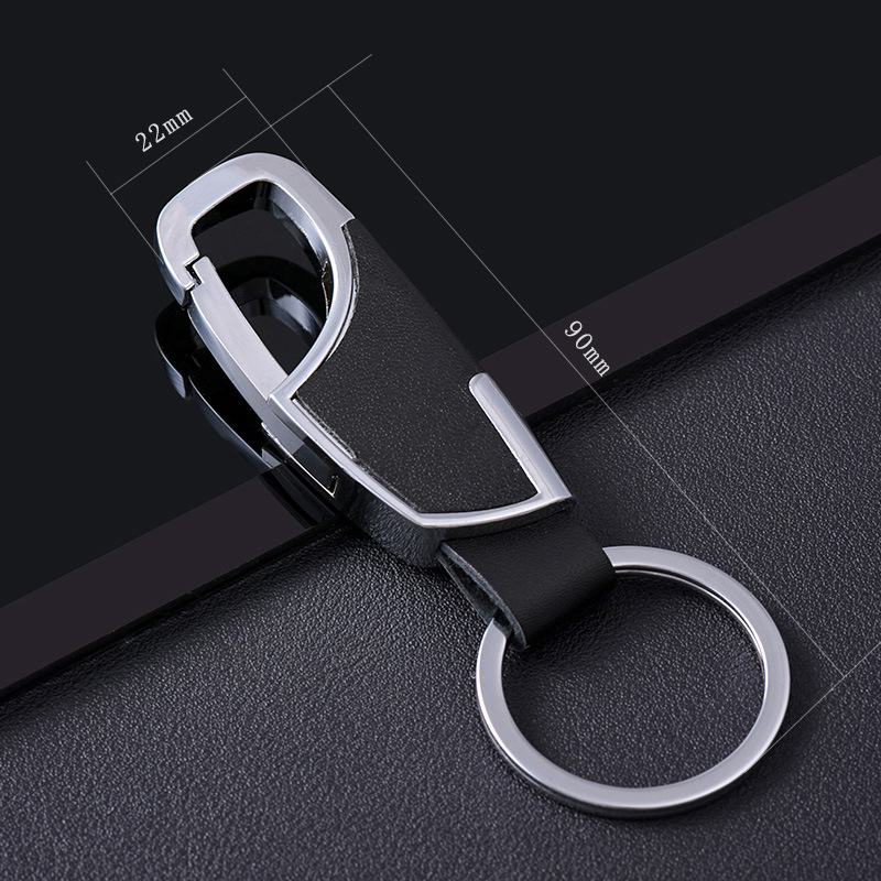 Mode-sieraden Metalen Sleutelhanger Mannen Auto Eenvoudige Leer En Metalen Legering Gesp Mannen Taille Auto Sleutelhanger ring: Silver