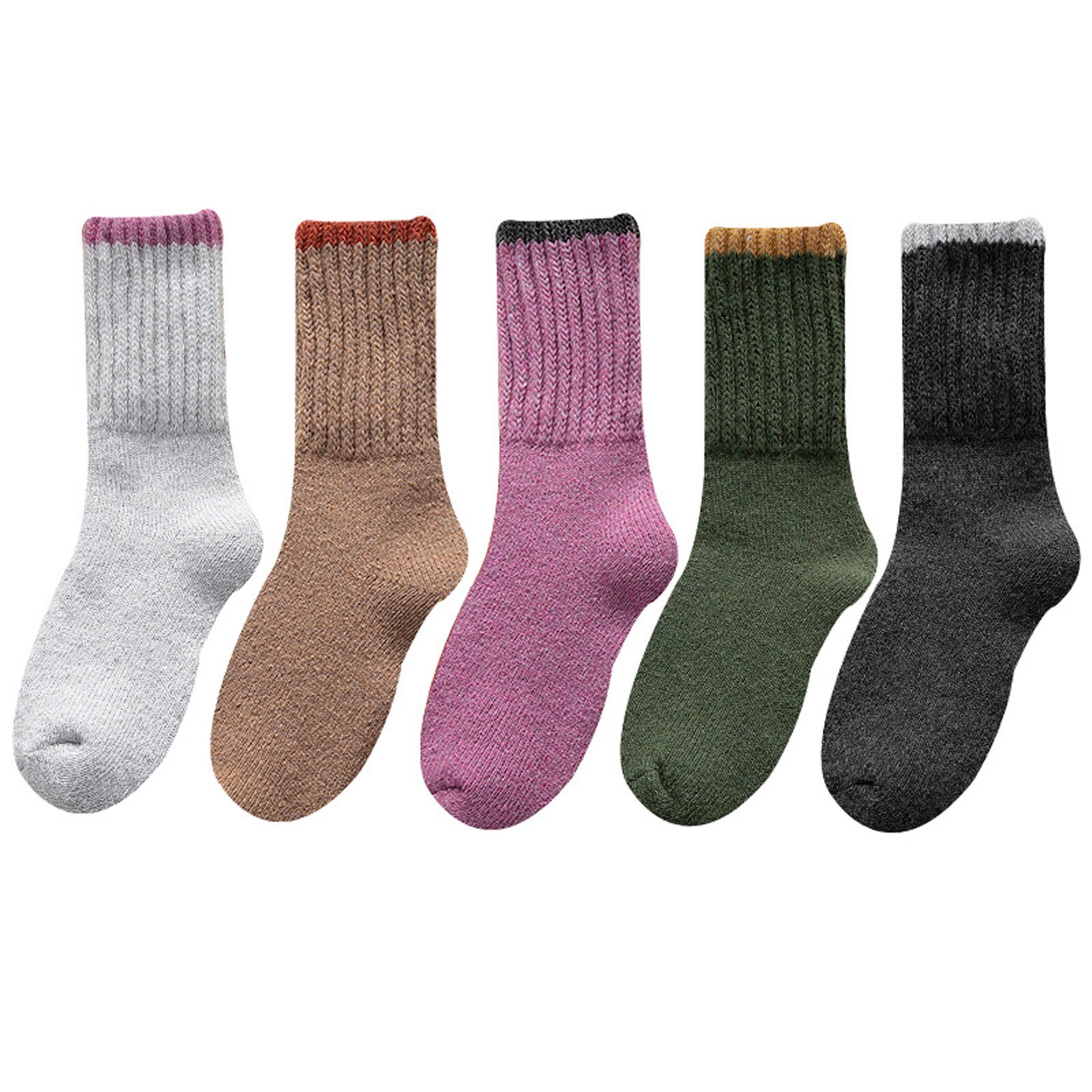 5 Pairs Womens Christmas Socks Winter Soft Warm Cold Knit Wool Sock Calcetines De La Mujer Harajuku Woman Socks Medias De Mujer: C