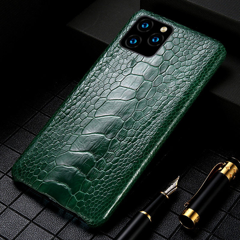 Genuine Leather Ostrich feet phone case for iPhone 11 11 pro max 11 pro 5 6 6 plus 7 8 plus X XS XSmax XR Luxury Anti-fall Cover: For iPhone XSmax / green