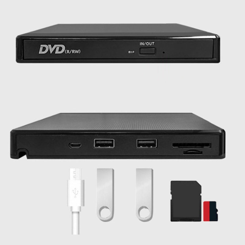 -External DVD Burner USB 3.0 Portable CD/DVD ROM +/-RW Drive with 2 USB, SD/TF Ports for Laptop Desktop Computers