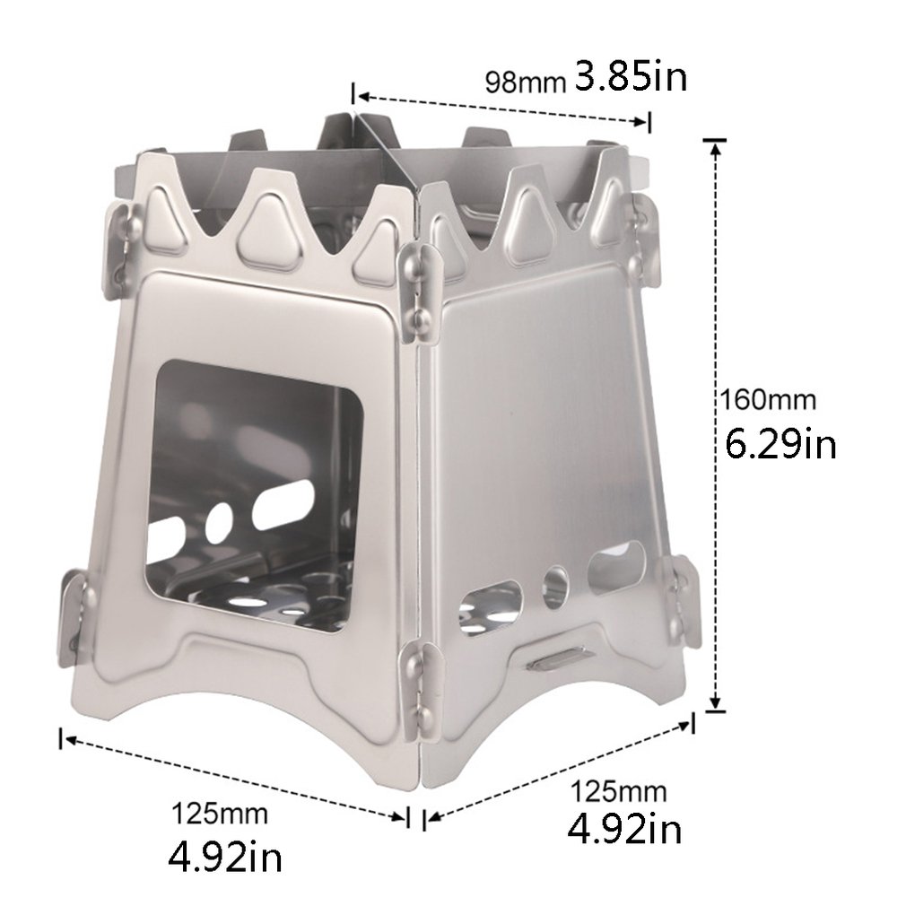 Jemora Outdoor Camping Ofen Edelstahl | Tragbarer Brennholz Ofen Für Picknick & BBQ | Mit Aufbewahrungstasche
