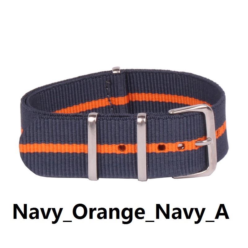 MR NENG Brand 16 18 22 24mm Navy/Orange Striped Nato Strap for Army Sport Watch Nylon Watchband 16-24 MM