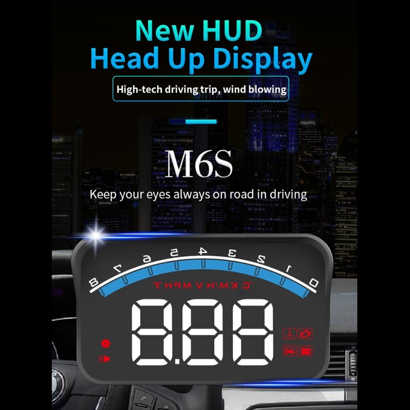 M6s Auto HUD Car Head Up Display Overspeed Warning Windshield Projector Alarm System OBD scanner