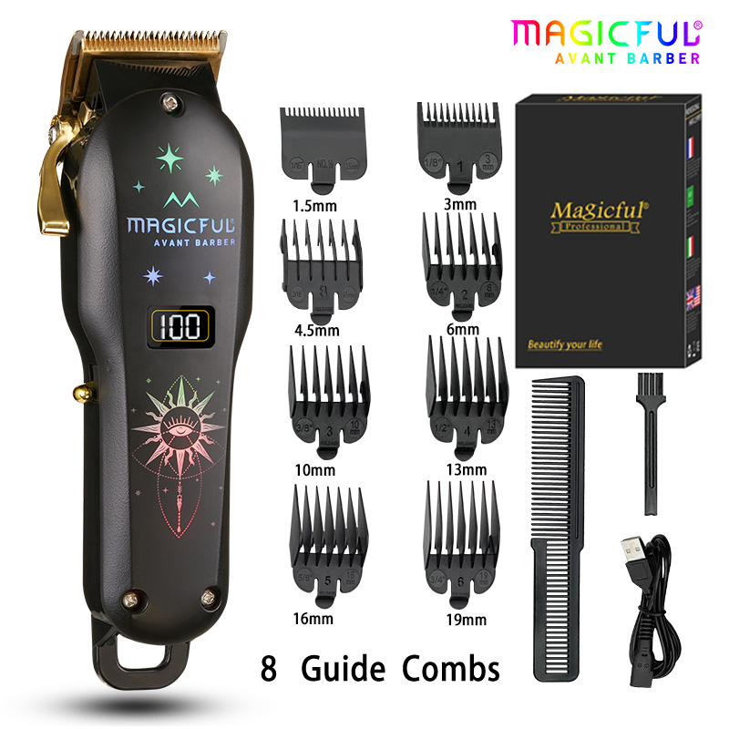 MAGICFUL Professionele Tondeuse Oplaadbare Elektrische Trimmer Voor Mannen Baard Kids Kapper Snijmachine Kapsel Machine: GRIJS