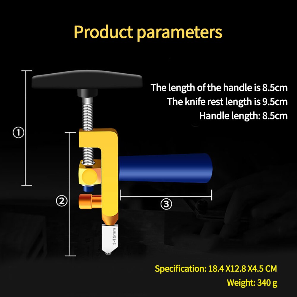 Hand Held Manual Scribing Delimitation Glass Tile Opener Multi-Function Durable Roller Cutter Large Wheel Tools