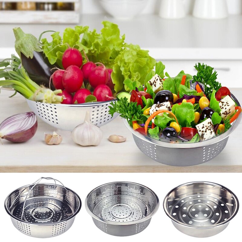 1PC Stainless Steel Steamer Basket Rice Cooker Steamer Vegetable And Fruit Drain Basket Draining Steaming Tray Kitchen Tool