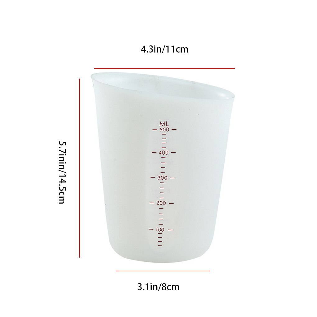 Draagbare Dubbele-Schaal Maatbeker Melk Koffie Maatbeker Lab Keuken Siliconen Meten Container 250Ml/500ml: 500ML