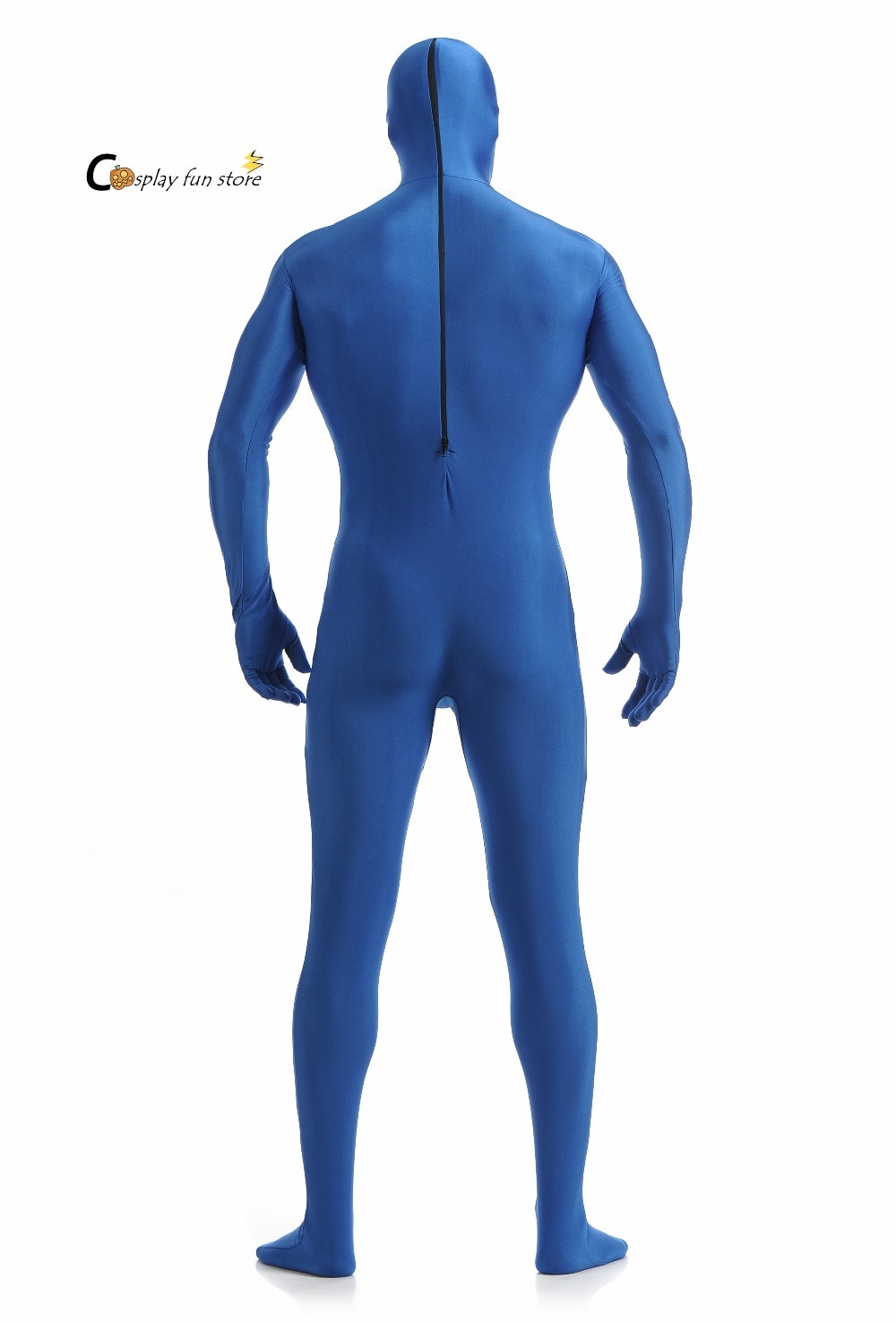 Adult Full Body Spandex Lycra Zentai Suit Lake Blue Tight Suits Pure Color Halloween Party Unitard