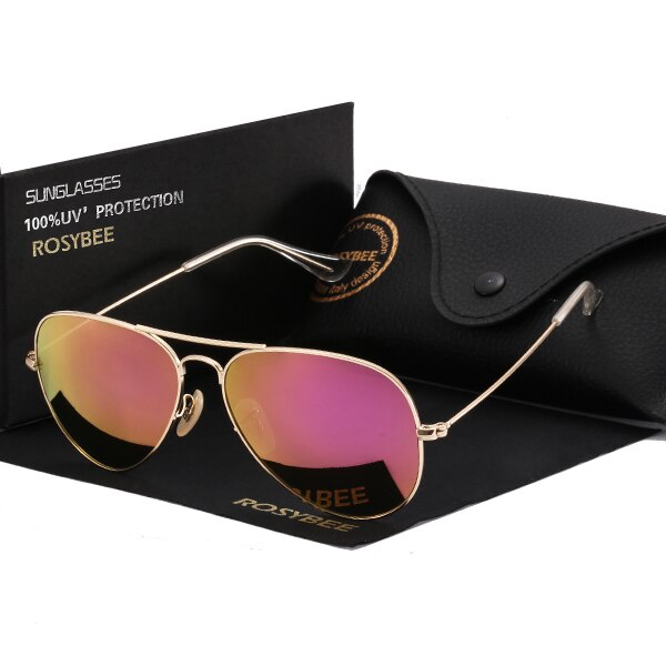 G15 Glass Lens women men Sunglasses uv400 aviation brand classic mirror male oculos vintage banned man sun Glasses: hot pink