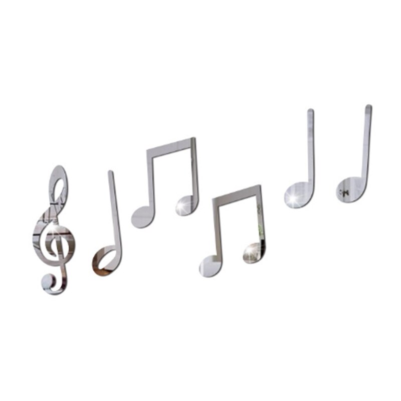 Music Notes Mirror Stickers Carved Wall Stickers Practice Dance Room Bar Living Room Bedroom Art Decorations: Default Title