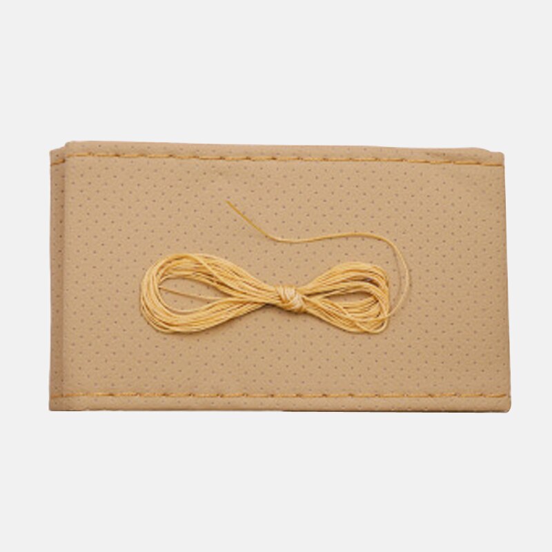 Funda trenzada para volante de coche, agujas e hilo DIY, cuero Artificial, juego de fundas para coche, textura suave, accesorios para coche, 2 colores: beige