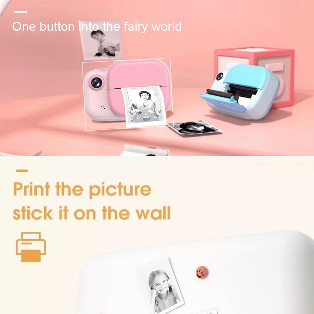 Children Kids Instant Print mini video photo Camera 3.0 Inch Large Screen 1080P 12MP Digital Video Camera with Print Paper Roll