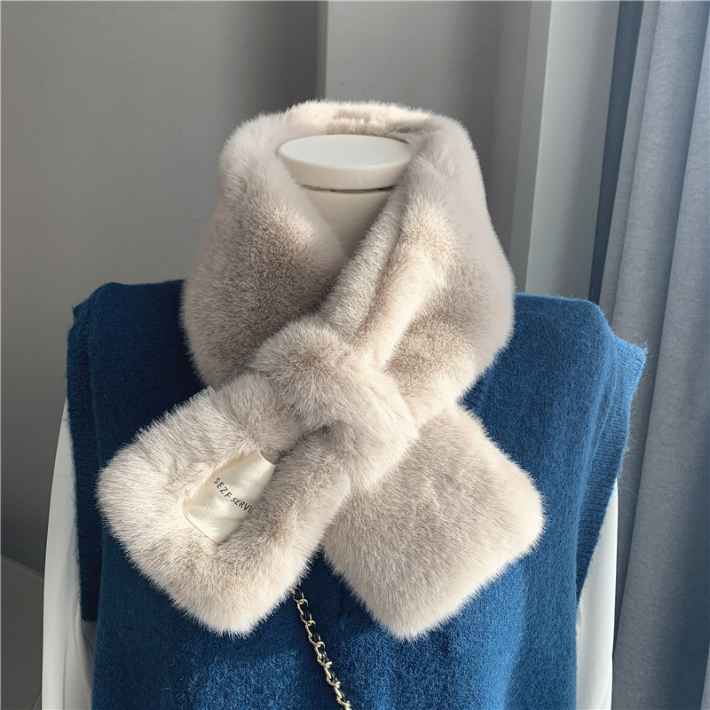 Thicken Warm Muffler Women's Winter Neck Warmers Plush Scarves Versatile Cloth Collocations