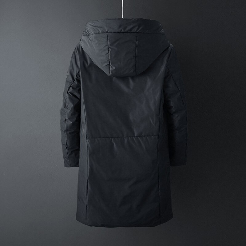 Chaifenko brand vinter varm dunjakke mænd casual business lang tyk hætte vindjakke mænd solide parkaer mænd 3xl