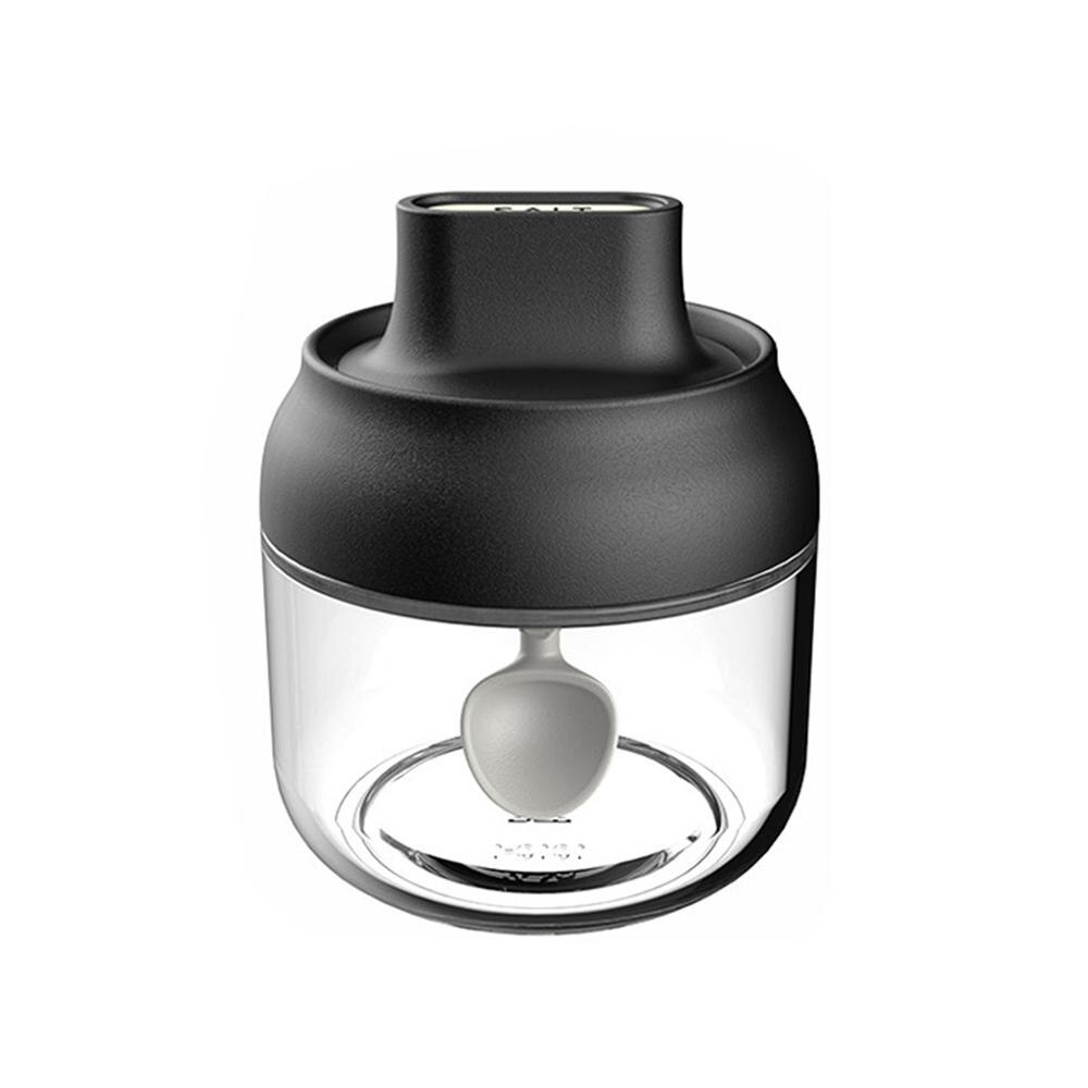 Récipient à condiments en verre hermétique boîte d'assaisonnement sel sucre huile miel bouteilles de stockage avec cuillère et couvercle pots à épices de cuisine: Blk Spice Jar 280ml