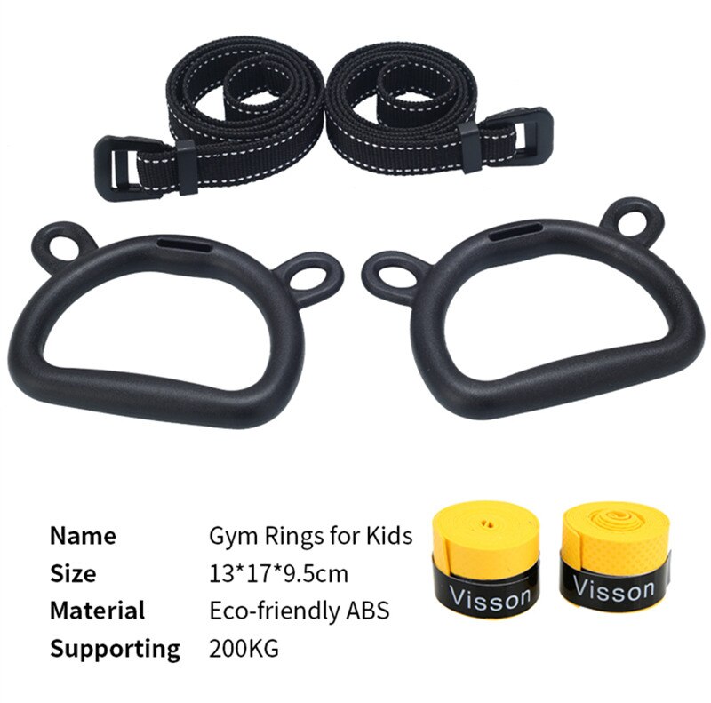 Børn abs gymnastiske ringe gymringe med justerbare stropper kraftigt træningsudstyr til træning i hjemmet