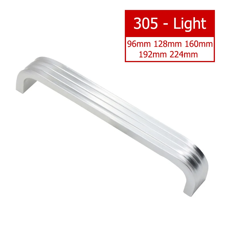 2pcs Length 96 128 160 192 224mm 305/306-Type Cabinet Handle Kitchen Handle Drawer Knob Aluminum Alloy Wardrobe Door Handles: L / Champagne
