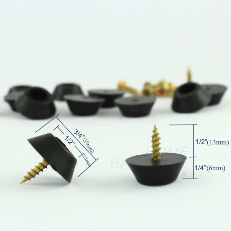 12 stk skrue på gummi kofanger stol glide gulvbeskytter sort 20mm