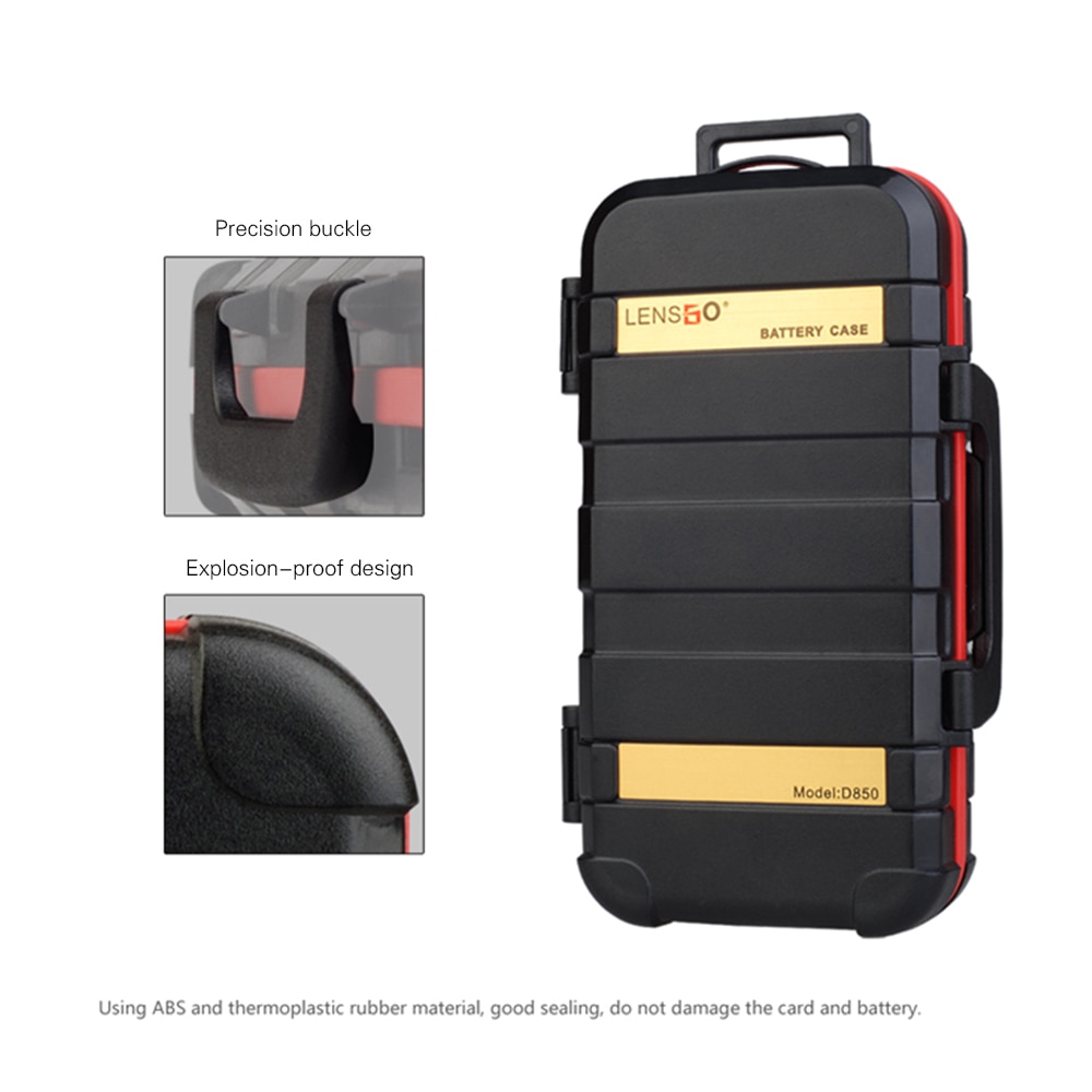 LENSGO D850 Waterdichte Memory Card Case Batterij Opbergdoos voor 2 Camera Batterijen 4 Sd-kaarten 8 TF Kaarten 2 CF/XQD Kaarten