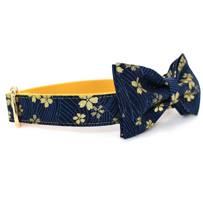 Collier à graver nom et identification du téléphone, nœud pour chien, chiot, boucle en métal, fabricant de collier à fleurs, prix d'usine, 4 tailles: Collar Bow Tie / S