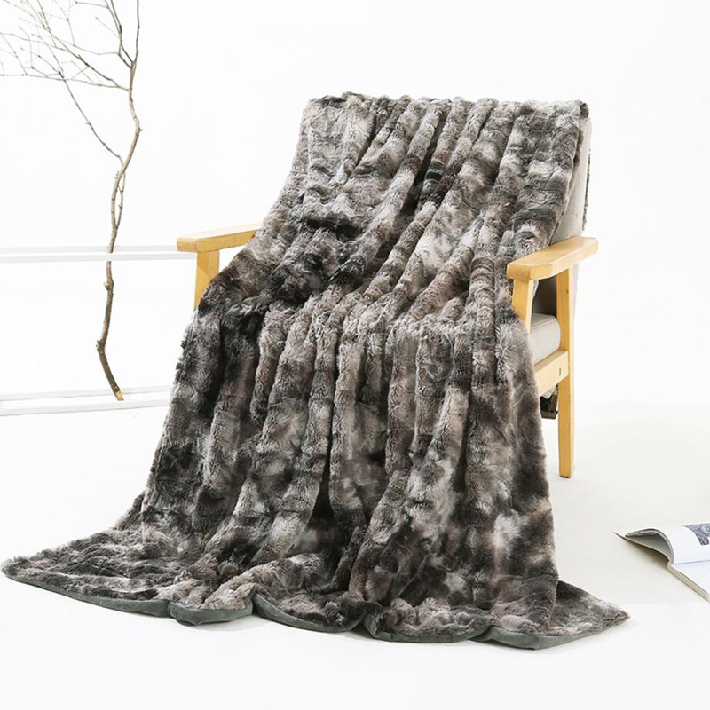 Luxe Warm Fluffy Pluche Deken Tie-Dye Faux Fur Super Zachte Worp Deken Winter Warme Lakens Sprei Deken Voor bed Couch: Black / 80x120cm