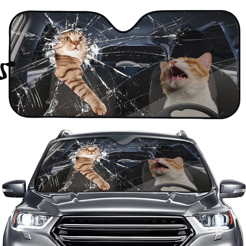 Universal- Auto Windschutzscheibe Sonne Schatten Ebene Katze/Hund Fahrer UV Schützen Faltbare Frontscheibe Sonnenschutz Auto Intrior Dekor Abdeckung: YSFD1311HC