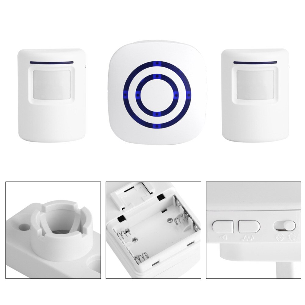 110v-240v trådløse dørklokker pir infrarød sensor bevægelsesdetektor indgang dørklokke alarm m/ modtager &amp; sender eu/us stik