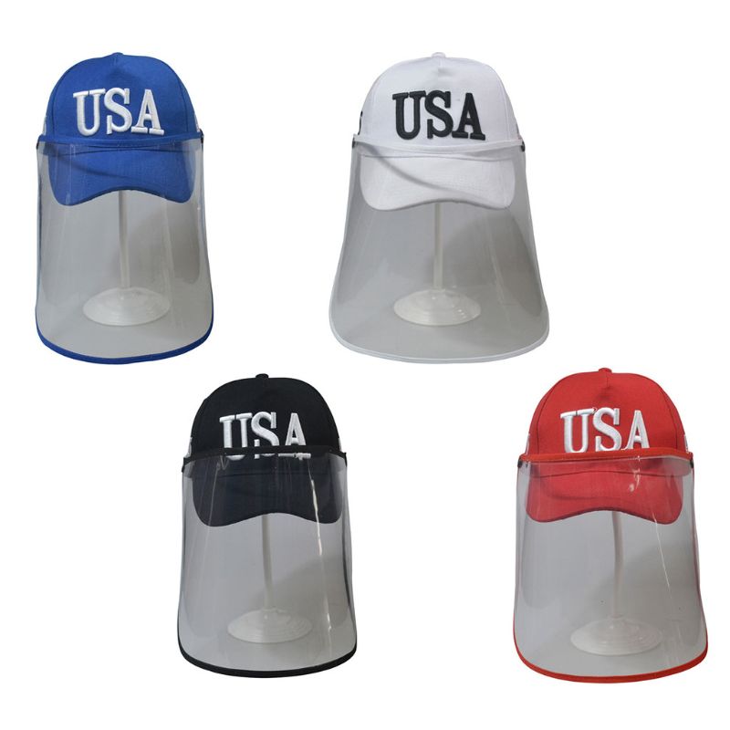 Unisex Usa 3D Borduren Nummer 45 Baseball Cap Met Anti-Splash Stofdicht Gezicht Shield Amerikaanse Vlag Snapback Hoed