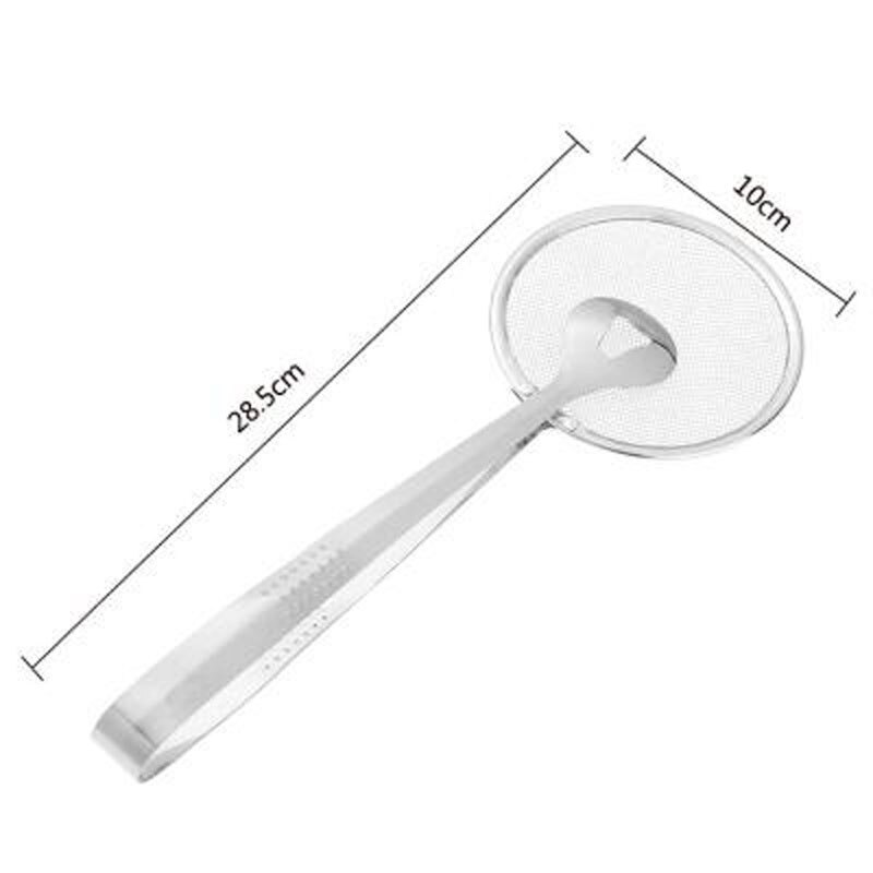 Multi-functional Filter Spoon With Clip Food Kitchen Oil-Frying BBQ Filter Stainless Steel Clamp Strainer Kitchen Tools