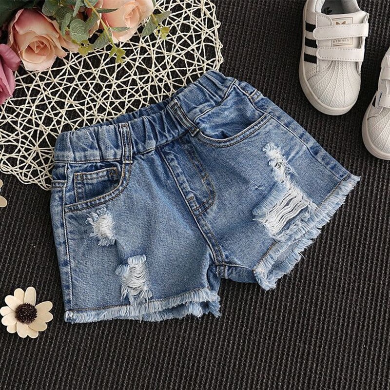 2021 nuove ragazze pantaloncini di Jeans moda estiva buco elegante pantaloni Cosume Casual bambini Jeans pantaloncini pantaloni per bambini di 2-10 anni: 7-8T