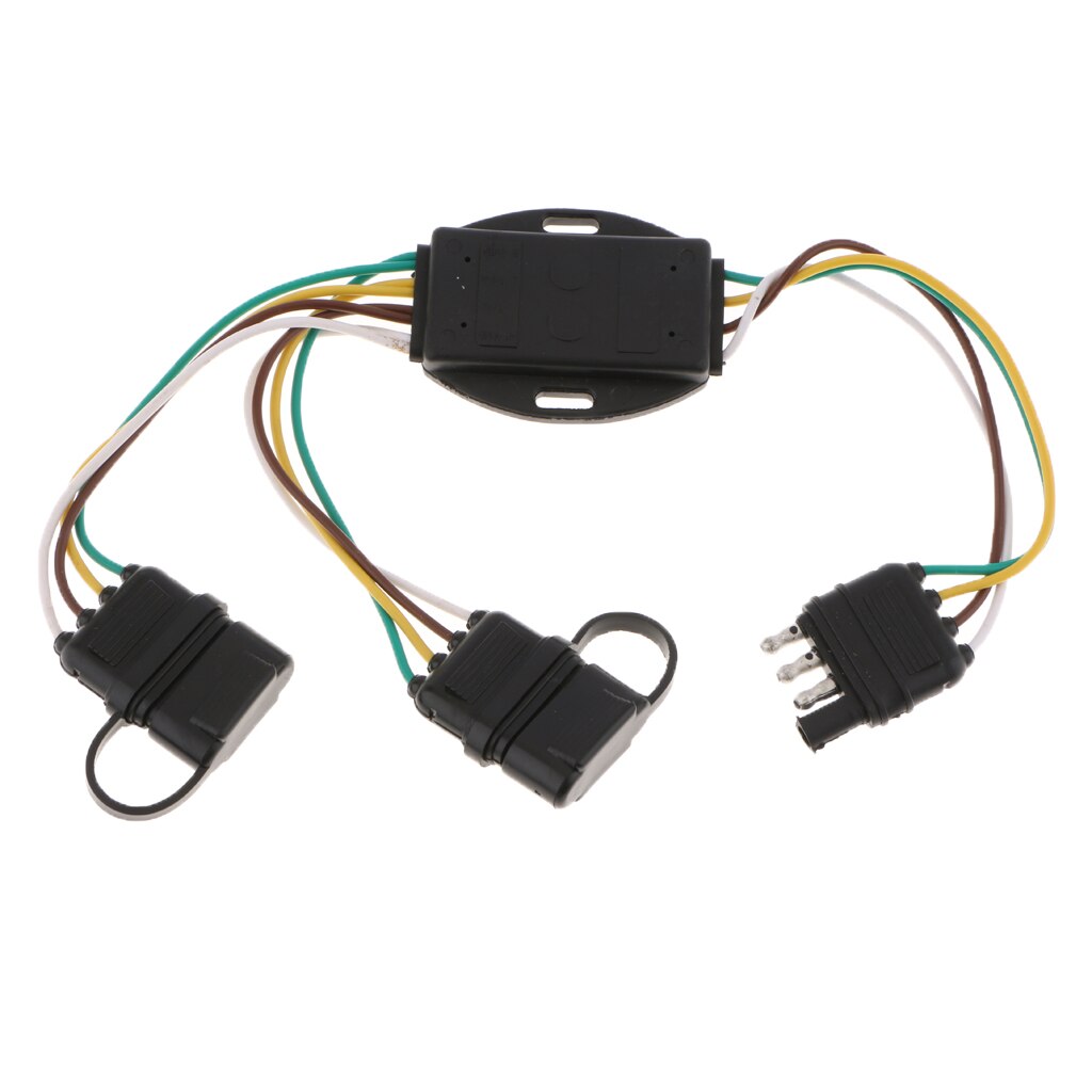 PACK-1 4 Pin Flat Y-Splitter Wiring Harness with Rubber Cab for LED Brake Tailgate Light Bars