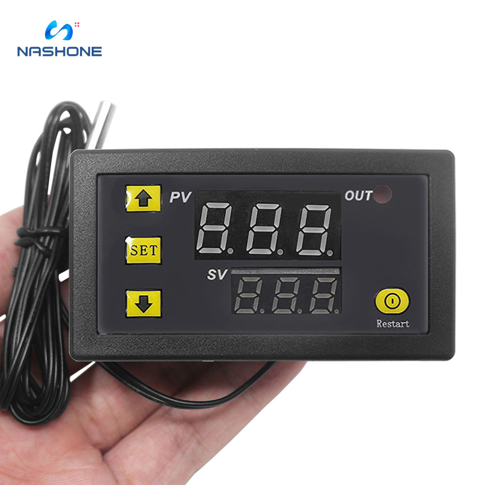 Nashone digital temperaturregulator med opvarmningskøling instrument led display  ac 110 220v dc 12v 24v 20a termostat