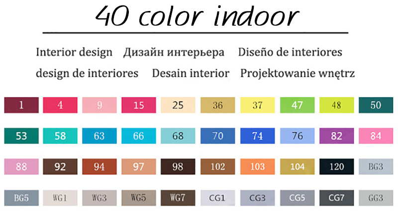 Marqueurs TouchFIVE 30/40/60/80 couleurs Art marqueurs ensemble double tête artiste croquis gras à base d'alcool marqueurs pour Animation Manga: 40 color indoor