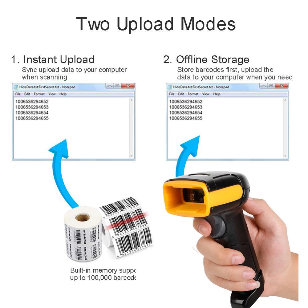 Draadloze 2D Barcode Scanner Qr Code Reader Handheld Voor Pos Terminal En Inventaris