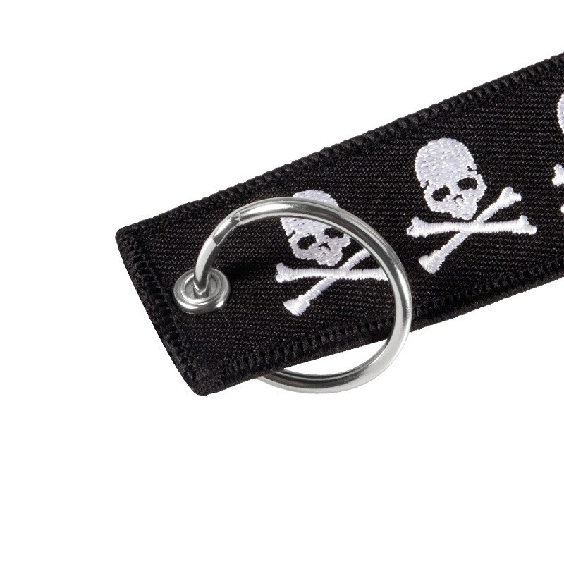 travel accessories luggage tag Embroidery Dangerous Skull Black tag With Keyring Keychain for Aviation