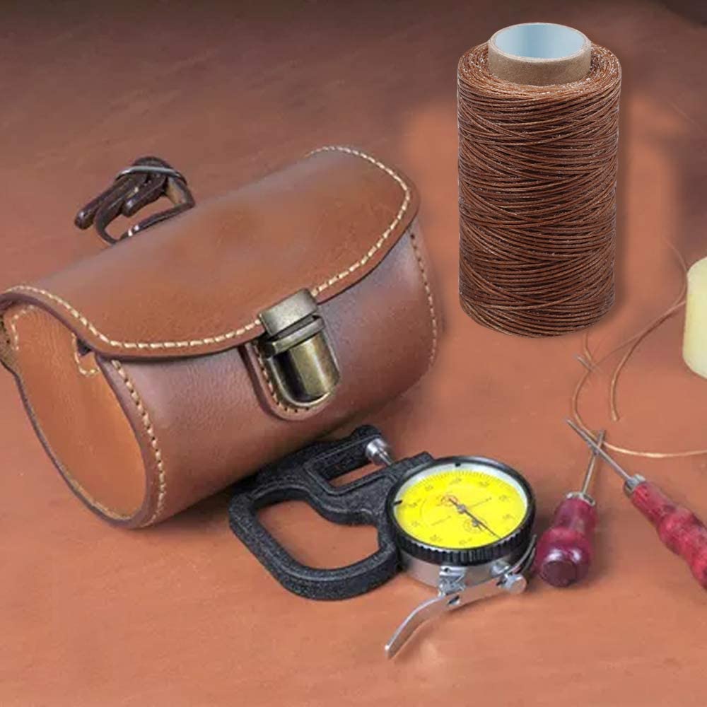 KAOBUY 284Yards Leather Sewing Waxed Thread-Practical Long Stitching Thread For Leather Craft DIY,Shoe Repairing (Dark Khaki)