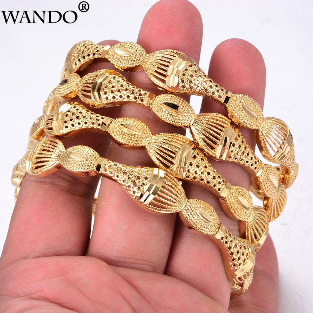 Wando 4 stk luksus guld farve bryllup smykker fisk armringe etiopiske afrikanske kvinder dubai armbånd fest dame armbånd