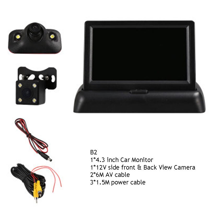 HF 4.3 Inch Car Reverse Monitor Kits With HD Foldable Camera Car Reversing TFT LCD Display Screen Mini TV Monitor 480X272P