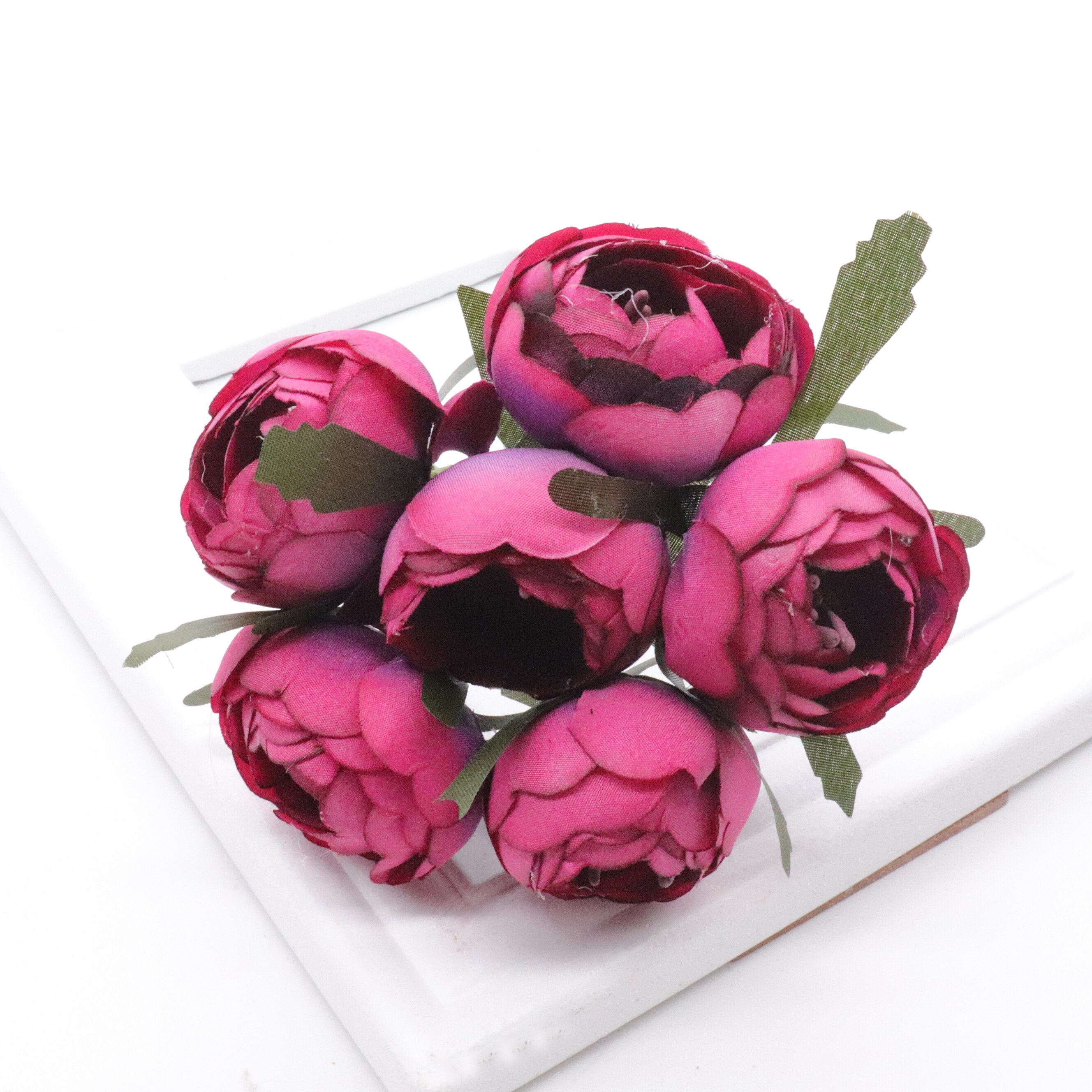 6 st/lot konstgjord ros sidenblomma pionblommor bröllopsbukett bröllop brudinredning rosblommor för gör-det-själv scrapbooking