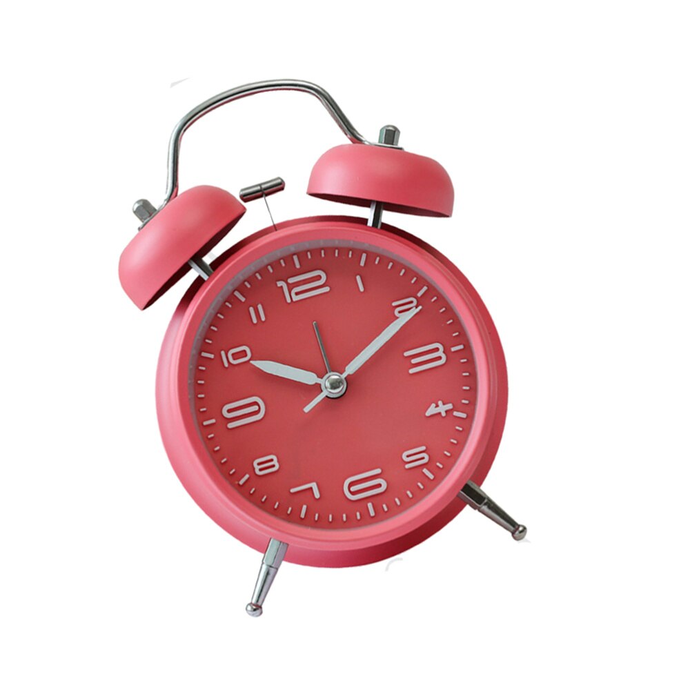 1PC Students Alarm Clock Simple Bedroom Desk Clock Cartoon with Night Light Alarm Clock Mute Alarm Clock Retro Ringing: Pink