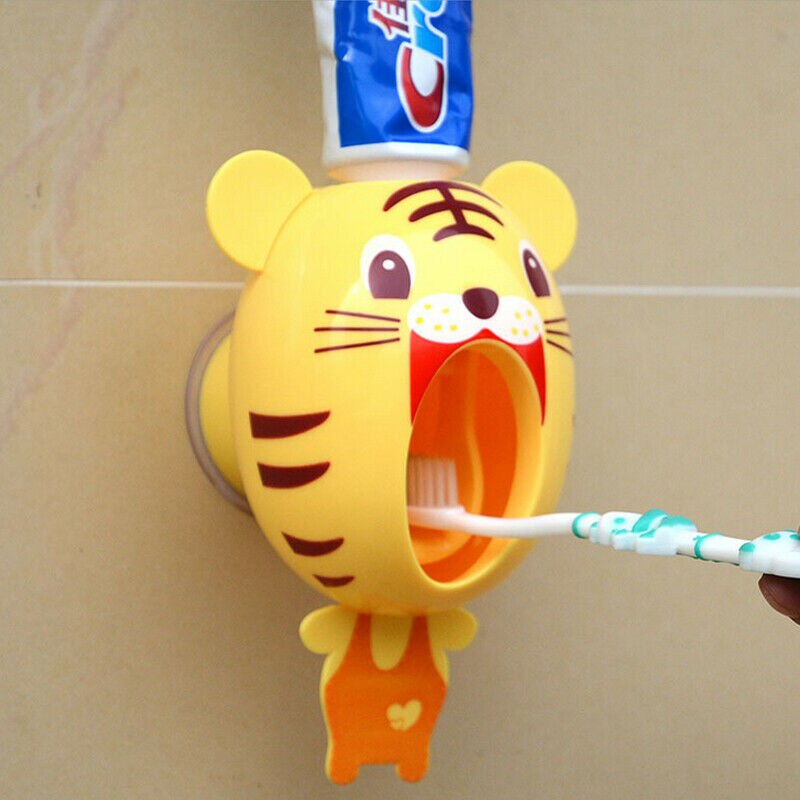 Portable Auto Automatic Toothpaste Dispenser Toothpaste Squeezers Device Easy Squeeze Hands Free Wall Mount Cute Home Decor: Tiger