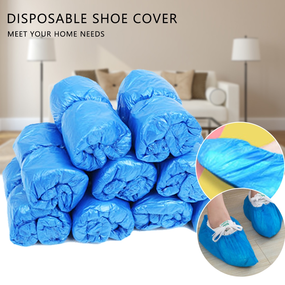 100-2000PCS Disposable PE Shoe Cover For Automatic Shoe Cover Machine Special T Buckle Shoe Cover Disposable Machine Shoe Covers