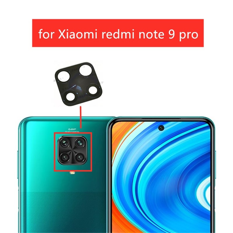 Verre de caméra arrière pour Xiaomi redmi note 9 pro, 2 pièces, avec colle 3M Max, pièce de rechange de réparation