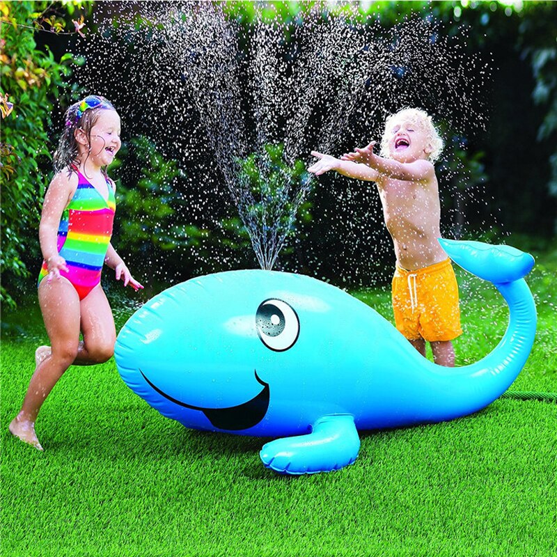Opblaasbare blauwe walvis tuinsproeier kinderen kinderen familie water sproeier dier speelgoed zomer zwembad spelletjes achtertuin buiten plezier speelgoed