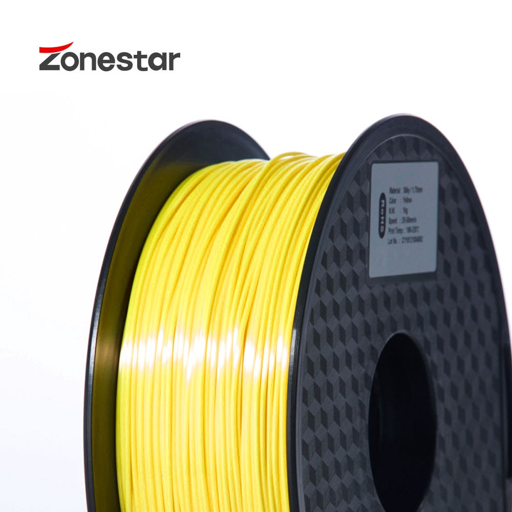 ZONESTAR Overseas Warehouses1KG 1.75mm Silk PLA 3D Printer Filament A Variety Of Colors: Silk Yellow