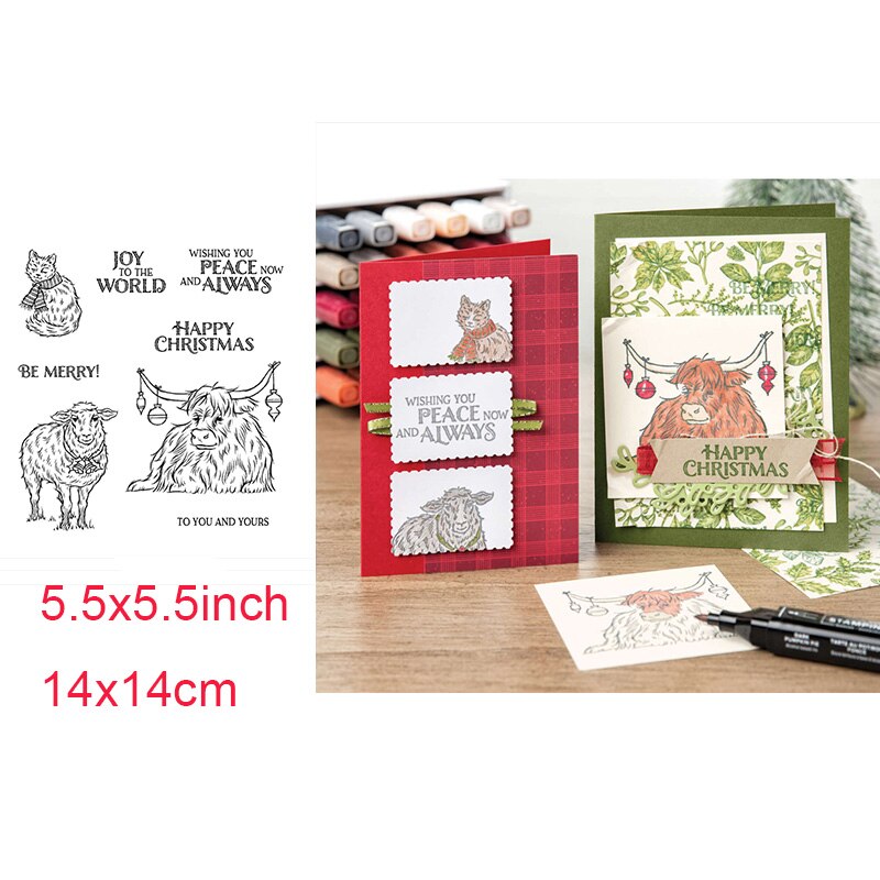Kerstscènes met vrolijke halloween-heksen, zwarte katten, kabouters, transparante stempels voor doe-het-zelf scrapbooking, knutselen, kaarten maken: 4