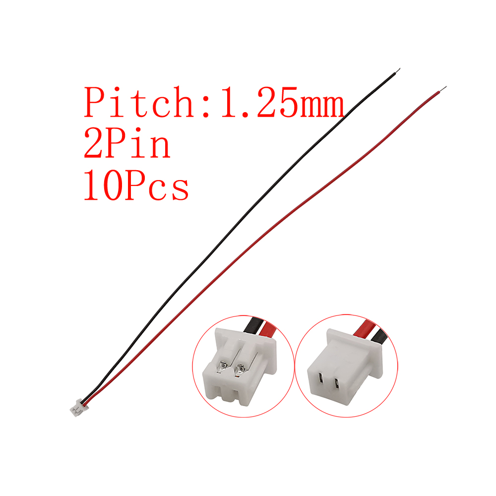 VUNIVERSUM 10 Paar 1.25 SH 2-pins Micro JST Stekker + Bus – Met 15 Cm 28AWG Siliconenkabel – Premium Kwaliteit, Geschikt Voor Modelbouw & Lipo Accu's