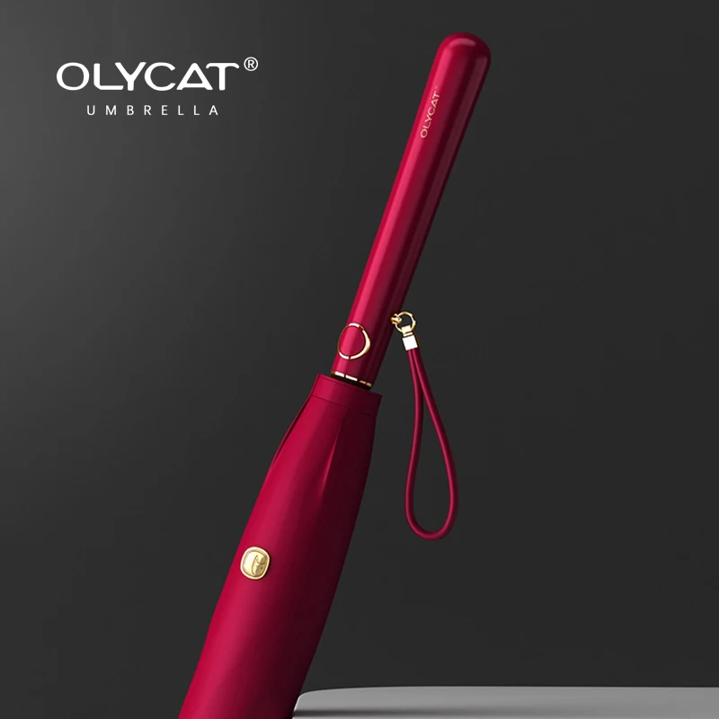 OLYCAT-paraguas de estilo coreano para mujer, sombrilla Simple Anti UV de mango largo, a prueba de viento, 8K, para viajes y Golf
