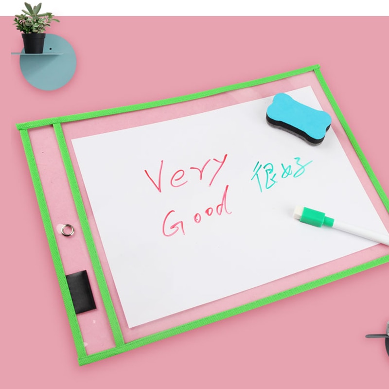Transparent Dry Erase Pockets Whiteboard Markers File Write Dry Wipe Board for Teaching Supplies Wipe Drawing Dry Erase Board